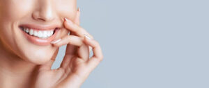 Healthy smile and teeth during a dental cleaning.