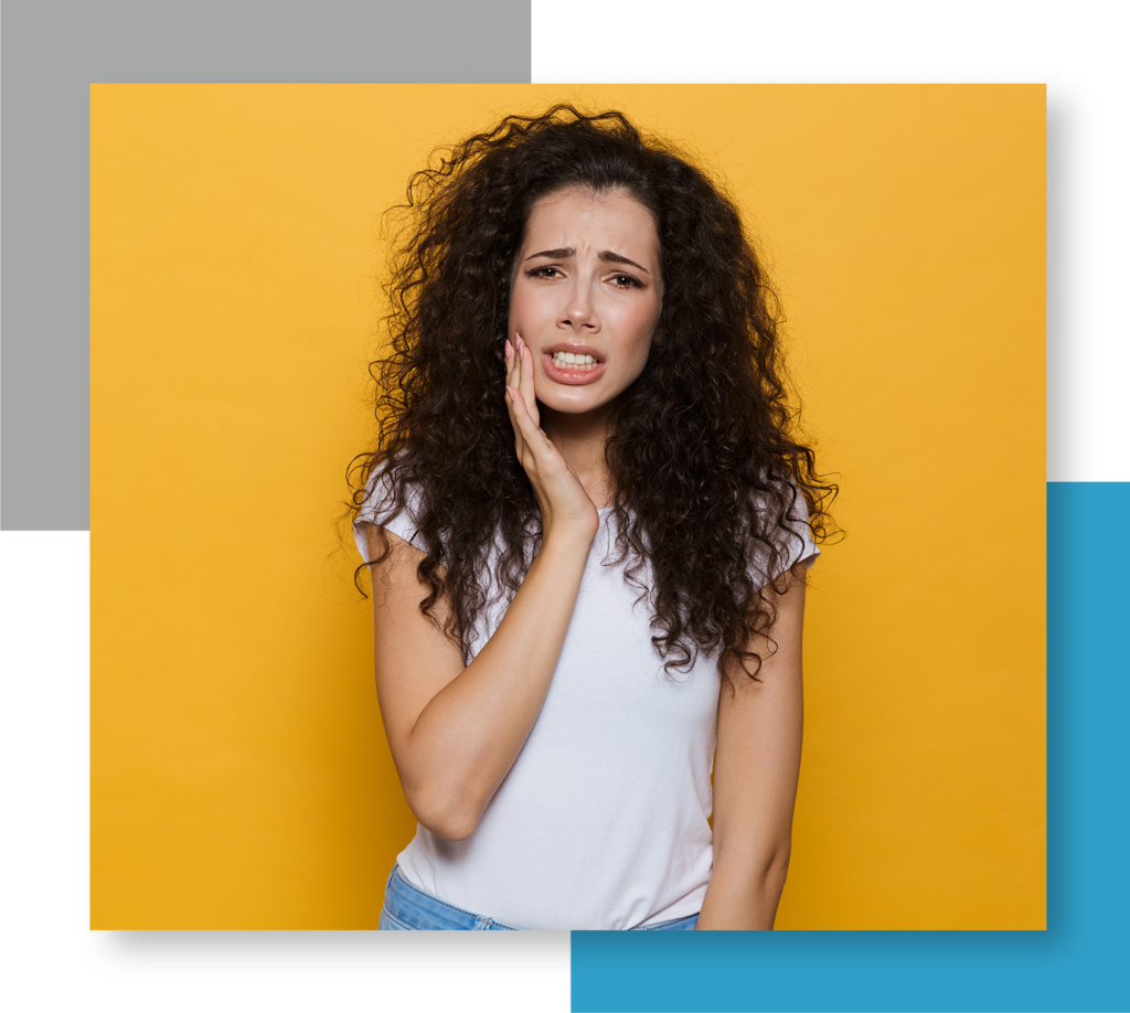 Woman in mouth pain