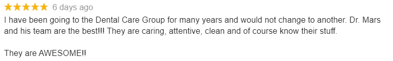 Google Review at Dental Care Group